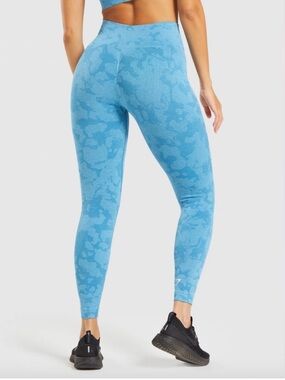 Gymshark Blue Camo High-Waisted Leggings Luna Blue Small